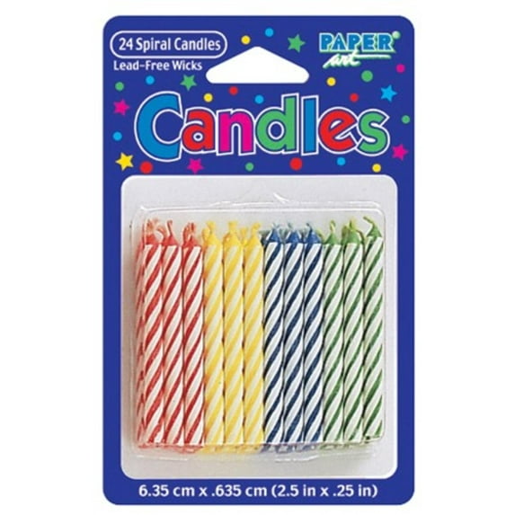 Club Pack of 576 Multi-Color Spiral Candy Striped Birthday Cake & Cupcake Party Candles 2.5"
