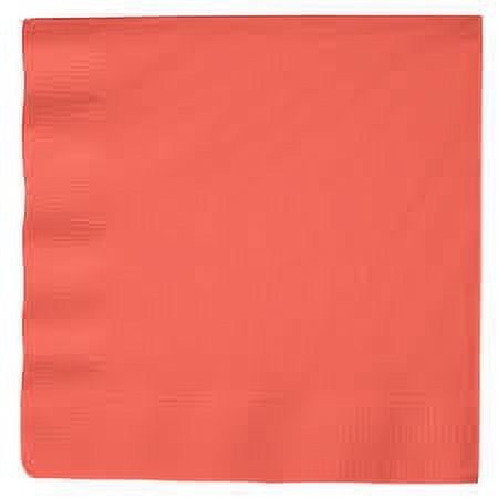 Club Pack of 600 Solid Coral Pink 2-Ply Disposable Paper Party Luncheon Napkins 6.5"