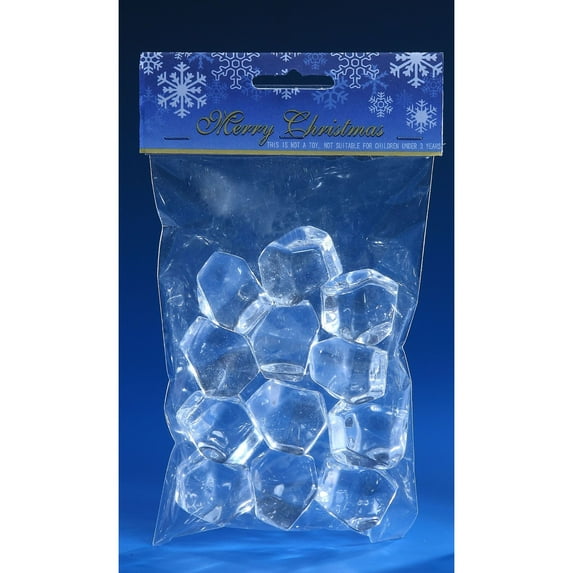 Club Pack of 72 Transparent Clear Faceted Cut Ice Cubes 6.5"
