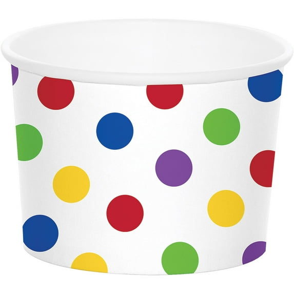 Club Pack of 72 White and Multi-color Polka Dot Printed Decorative Treat Cups 8.5"