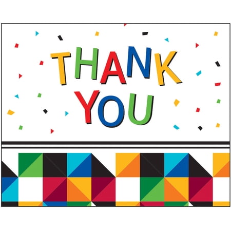 Club Pack of 75 White Fractal Fun “Thank You" Printed Invitation Card 8.5"