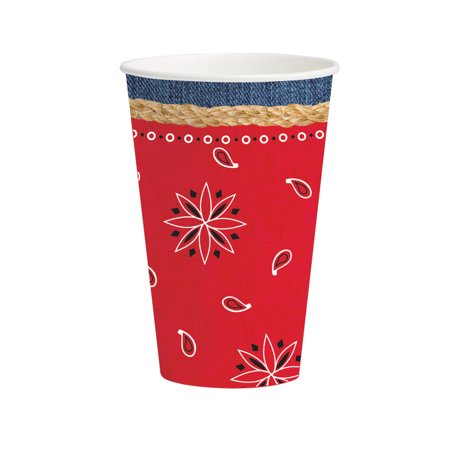 Club Pack of 96 Bandanarama Disposable Paper Hot and Cold Drinking Party Cups 12 oz.