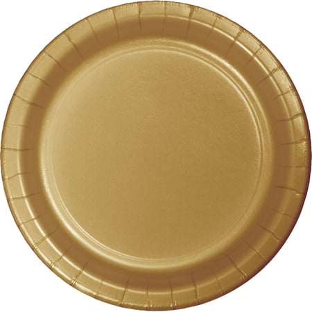 Club Pack of 96 Glittering Gold Disposable Round Dinner Plates 9"