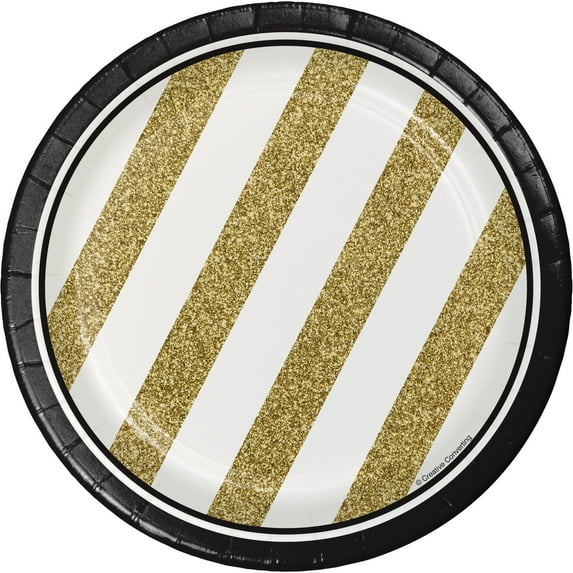 Party Central Striped Disposable Party Luncheon Plates - 7" - Club Pack of 96