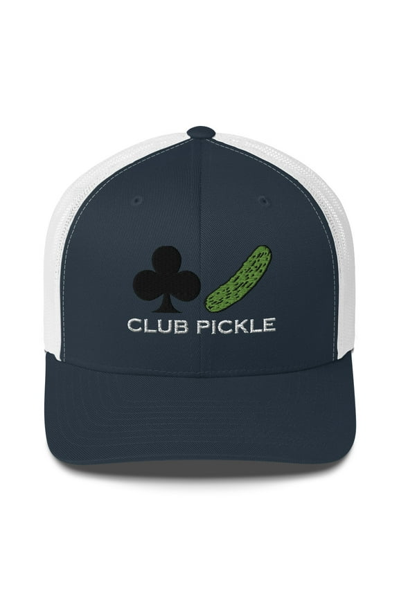 Club Pickle Hat Trucker Cap Pickleball Hat (Navy/ White)