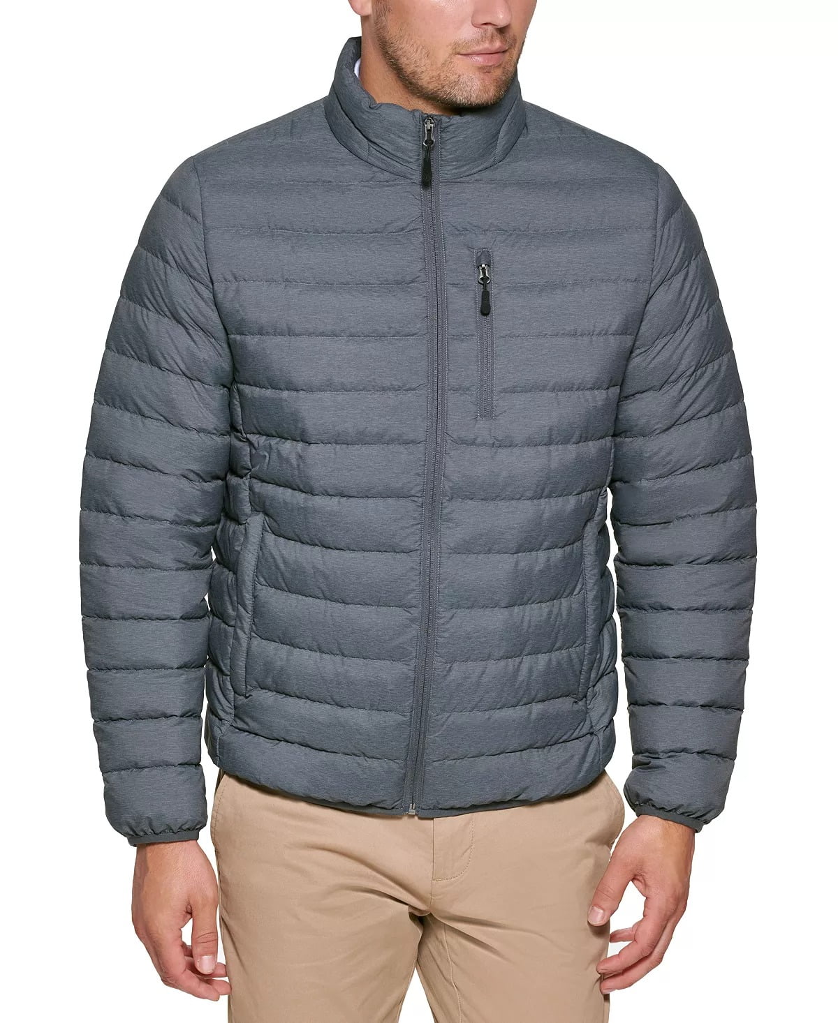 Avalanche Men Full Zip Fleece Jacket Mock Neck Sweater Morel Brown L 