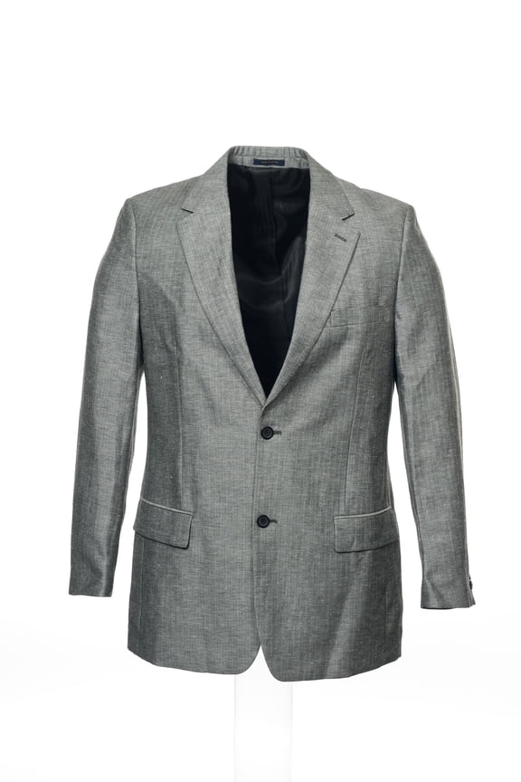 Herringbone 2 Button Sport Coat (42 Long, Gray)