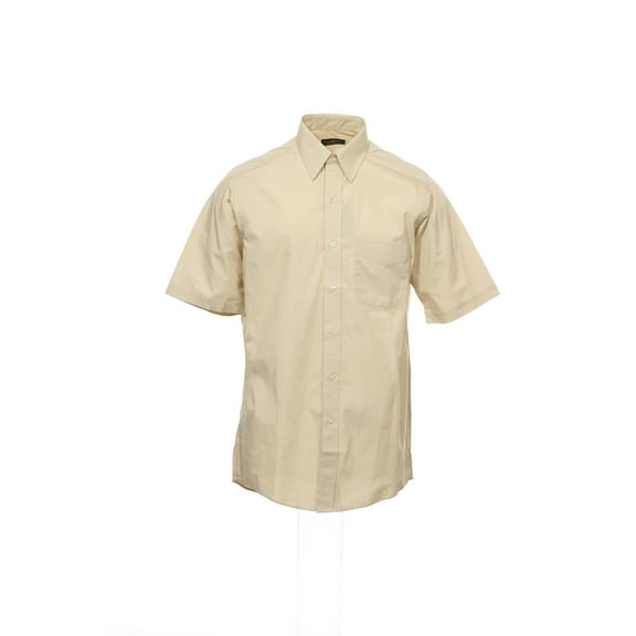 Club Room Khaki Solid Short-Sleeved Dress Shirt Men's Size 15