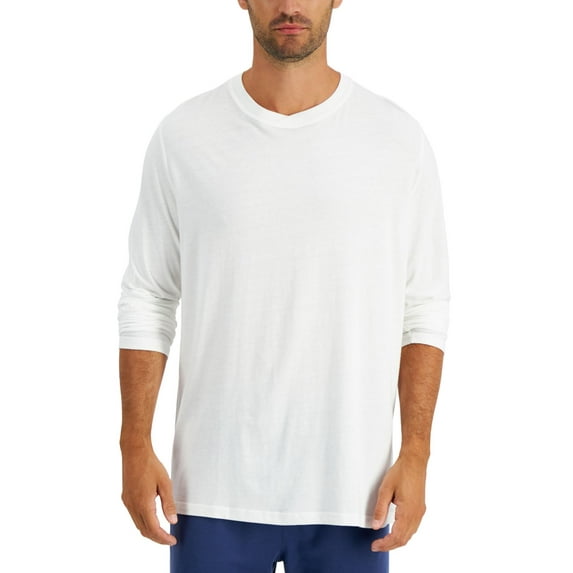 Club Room Men’s Chatham Knit Long-Sleeve T-Shirts, White, Large