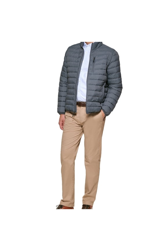 Mens Down Packable Quilted Puffer Jacket, Grey, Medium