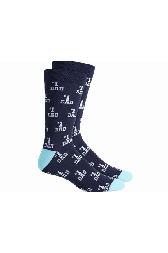 Men's #1 Dad Crew Socks, Grey/navy