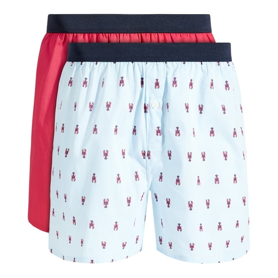 Club Room Men's 2-Pk. Lobster & Solid Boxer Shorts Bluerasperry S