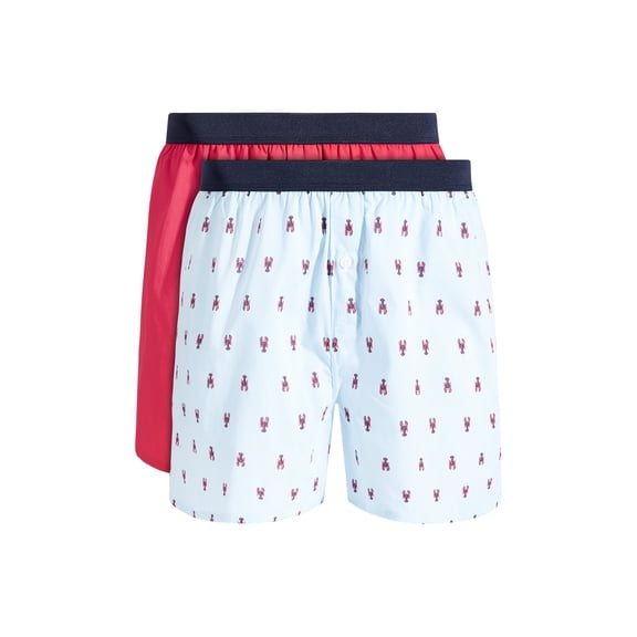 Club Room Men's 2-Pk. Lobster & Solid Boxer Shorts Bluerasperry XL