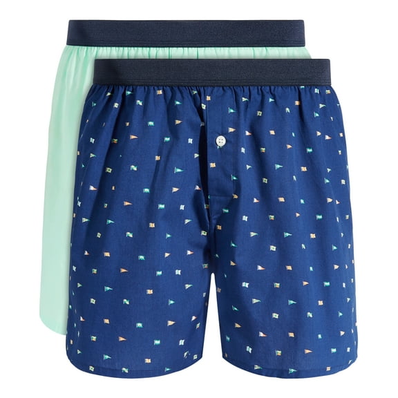 Club Room Men's 2-Pk. Nautical Flag & Solid Boxer Shorts Navy/Bay S
