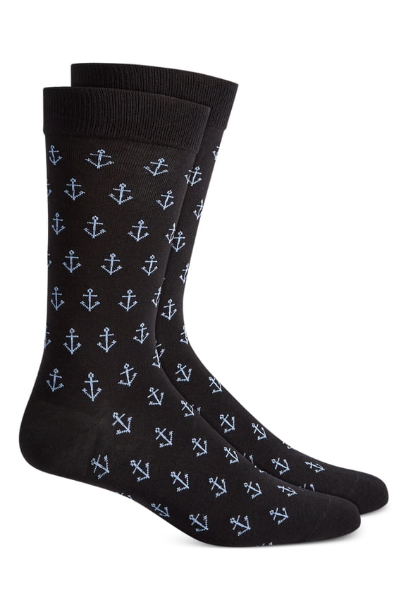 Mens Anchor Crew Socks Black Blue
