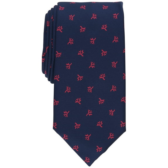 Club Room Men's Classic Coral Neat Tie Navy Blue Necktie