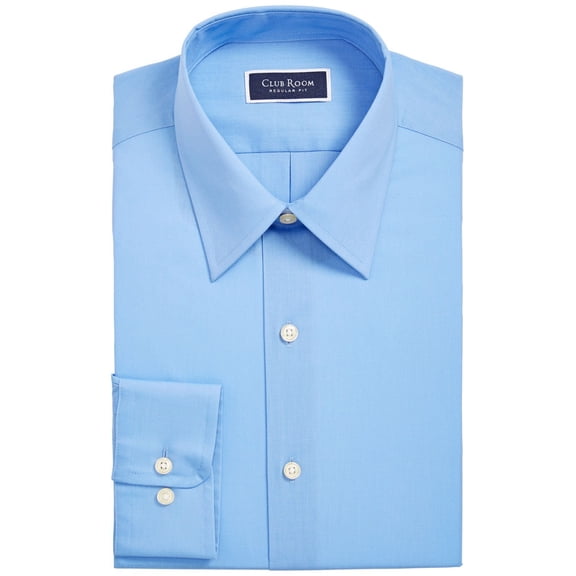 Club Room Men’s Classic/Regular-Fit Solid Dress Shirt, Blue, Small