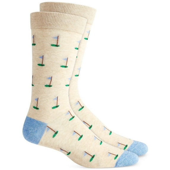 Club Room Men's Golf Crew Socks Beigeblue 10-13