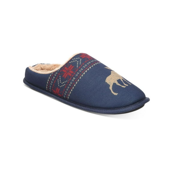 Club Room Men's Moose Print Slippers Blue Size Medium
