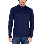 Club Room Mens Button Mock Neck Sweater Navy Blue 3XL