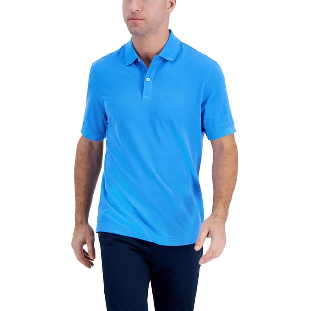 Club Room Mens Interlock Striped Classic Fit Stretch Polo T Shirt Blue Size Small main image 1