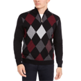 thumbnail image 1 of Club Room Men's Pima Argyle Quarter-Zip Sweater Black Size XXX-Large, 1 of 3