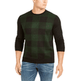 thumbnail image 1 of Club Room Men's Plaid Merino Wool Blend Sweater Green Size Large, 1 of 3