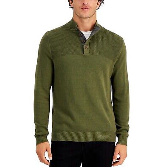 Club Room Mens Ribbed Four-Button Sweater,