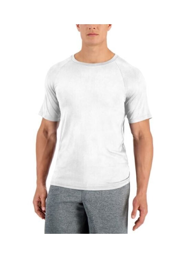 Men's Solid Short Sleeve Rash Guard Bright White-Large