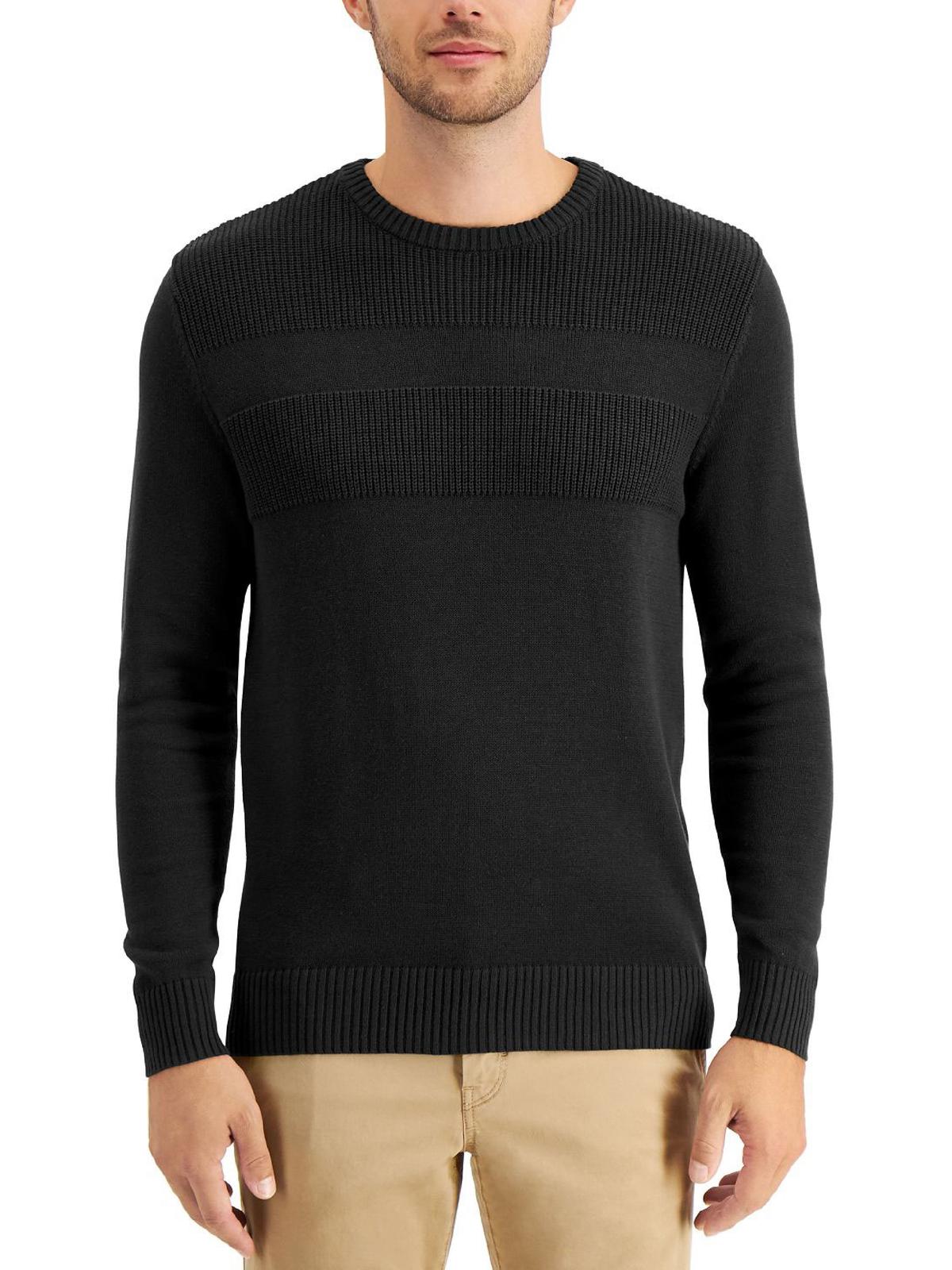 Club Room Mens 100 Cotton Ribbed Trim Sweater Walmart