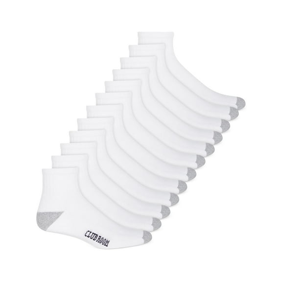Club Room Men's 12 Pack Solid Ankle Socks White Size Regular