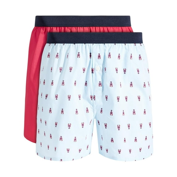 Club Room Men's 2-Pk. Lobster & Solid Boxer Shorts Bluerasperry M