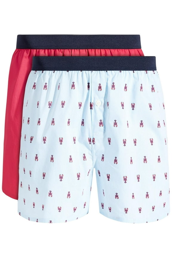 Men's 2-Pk. Lobster & Solid Boxer Shorts Bluerasperry M