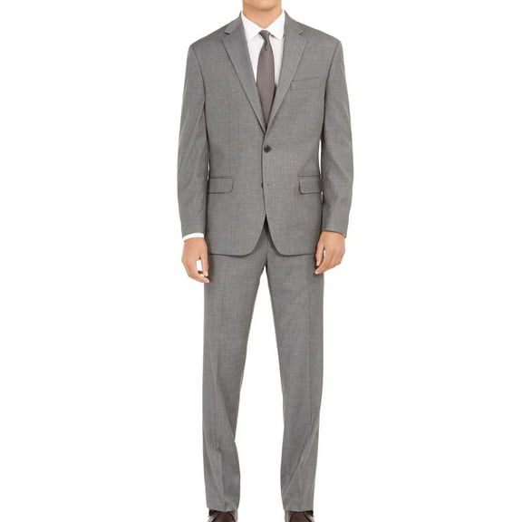 Club Room Mens 2-Piece Suit Long 43x33 Micro Houndstooth   Gray 48