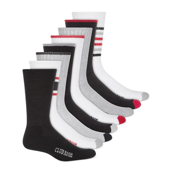 Club Room Mens 8 Pack Cushioned Crew Socks