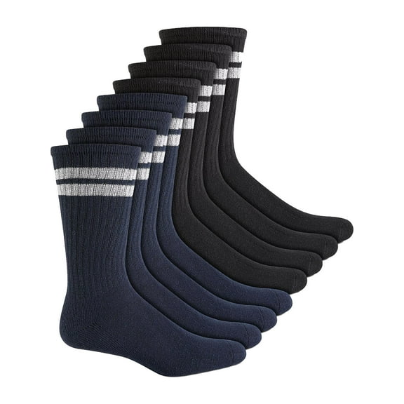 Club Room Men's 8 Pk Stripe Crew Socks Black Size Regular