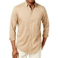 thumbnail image 1 of Club Room Mens Adams Button Up Shirt, Beige, Small, 1 of 2