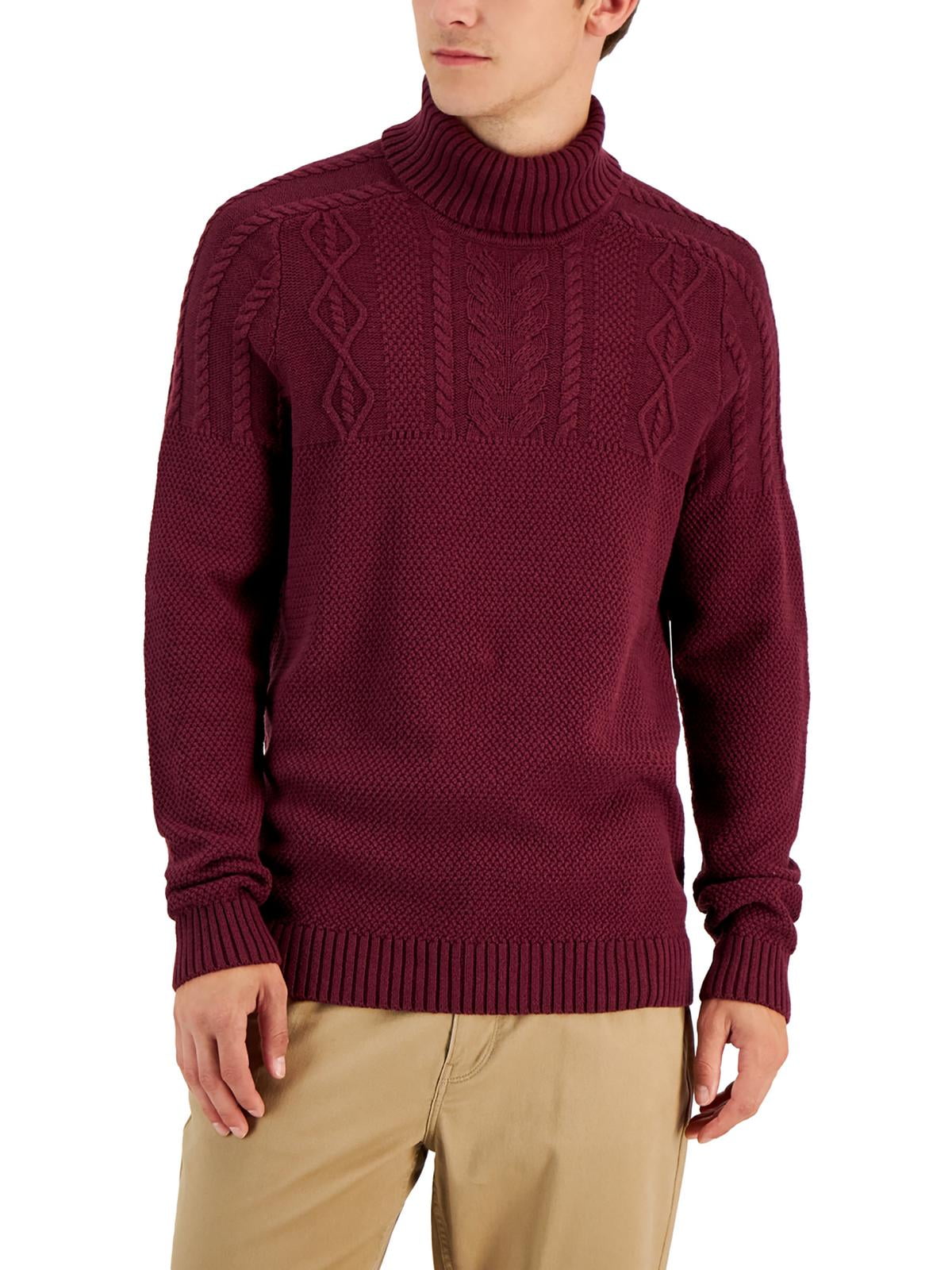 Cozy Turtleneck Long Sleeve Chunky Brioche Knit Men Winter Pullover Sweater