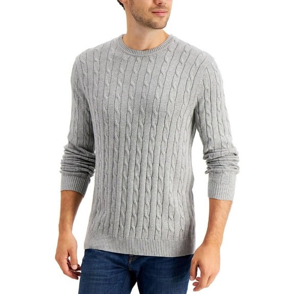 Club Room Mens Cable Knit Crewneck Sweater