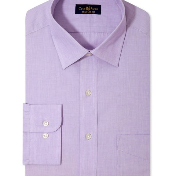 Club Room Mens Classic-Fit Button Down Dress Shirt, Purple, 14.5" Neck 32"-33" Sleeve