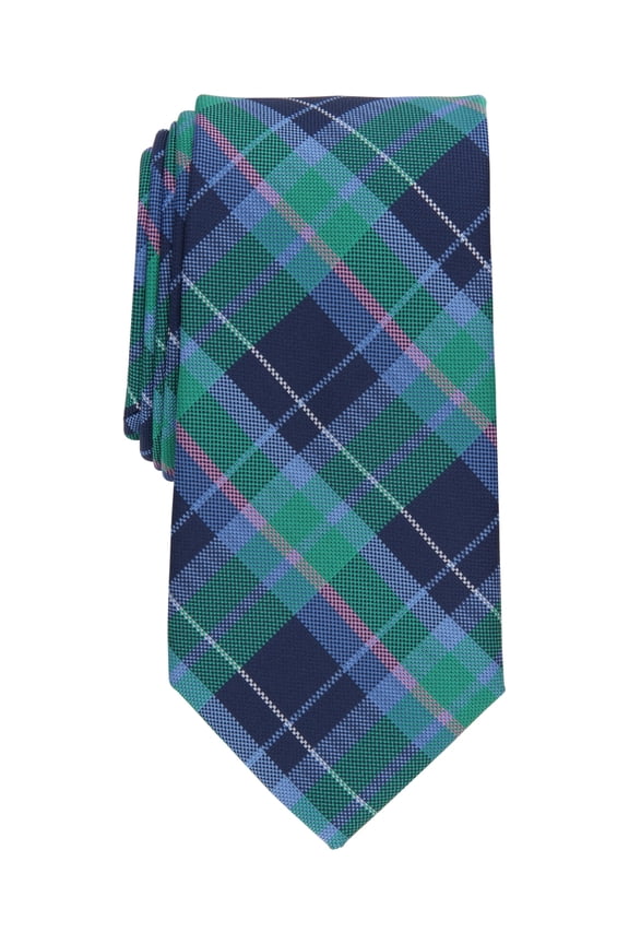 Mens Classic Plaid Tie Mint Blue One Size Necktie
