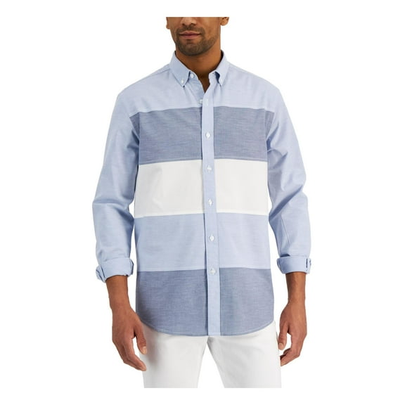 Club Room Mens Colorblocked Collared Button-Down Shirt