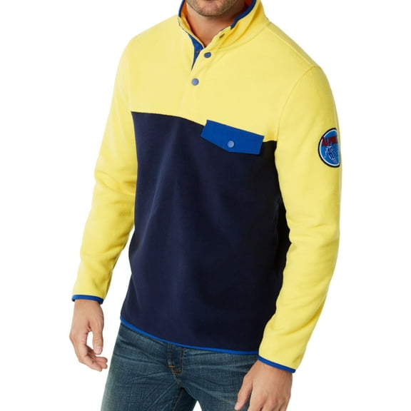 Club Room Mens Colorblocked Pullover Fleece Jacket, Yellow, XXX-Large