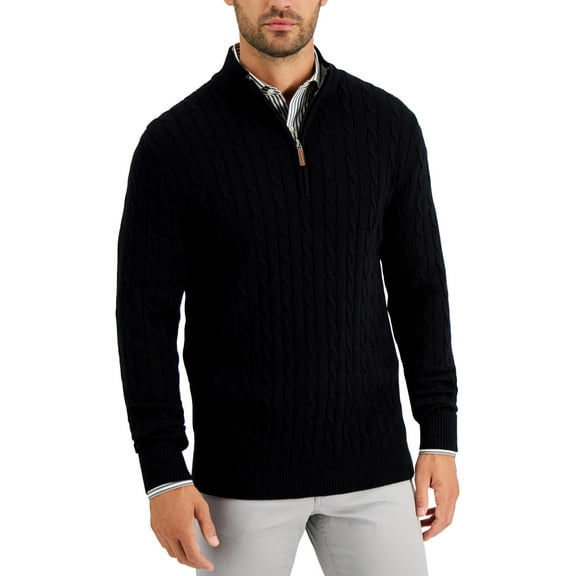 Club Room Mens Cotton 1/4-Zip Pullover Sweater
