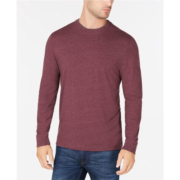 Club Room Mens Double Collar Crewneck Basic T-Shirt, Red, X-Large