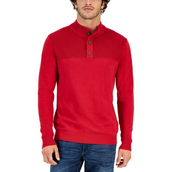 Club Room Mens Cotton Henley Pullover Sweater