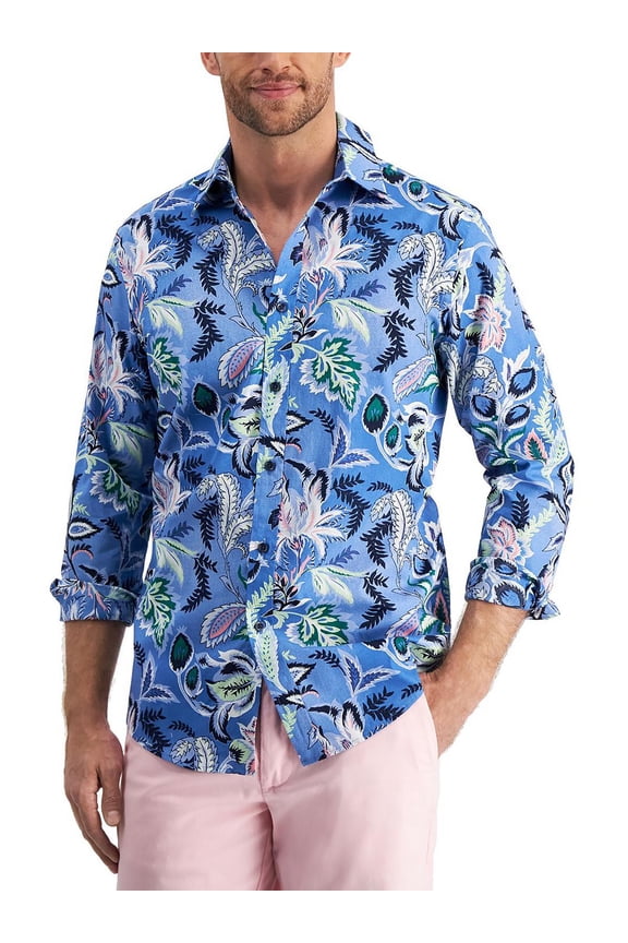 Mens Cotton Printed Button-Down Shirt