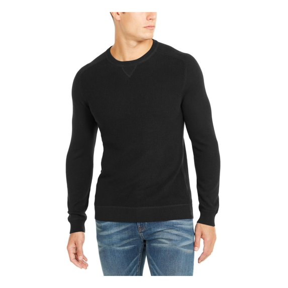 Club Room Mens Cotton Ribbed Crewneck Sweater Black XL