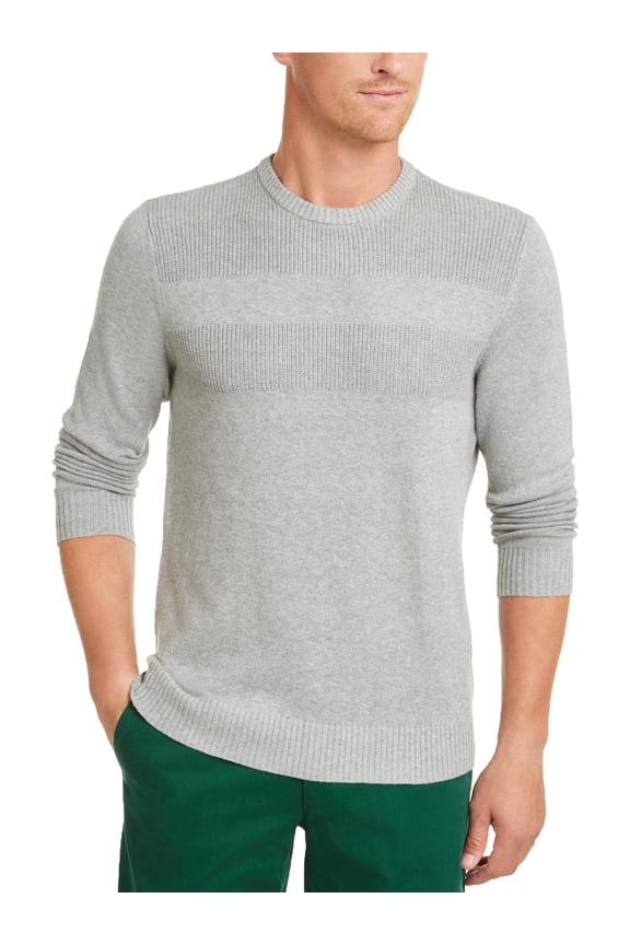 Mens Cotton Ribbed Trim Crewneck Sweater