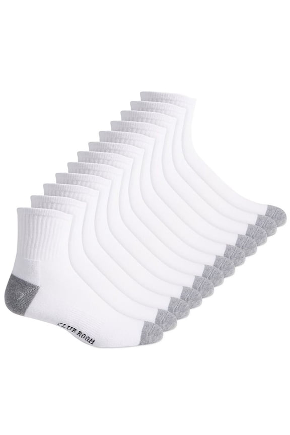 Men's Quarter 12 pack Socks White Size 10-13